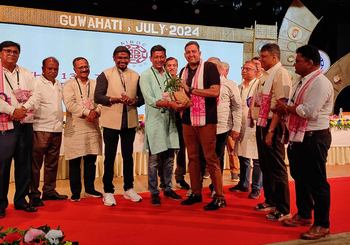 AIBOC Leadership honors Comrade <a href="/nilesh_pawar15/">Nilesh Pawar</a>, the esteemed General Secretary of our mighty federation, at the 13th Triennial conference held in Guwahati. His exceptional contributions as a member of the drafting committee for the 9th Joint Note were instrumental in finalizing
