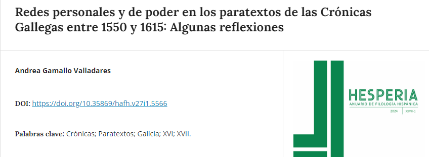 HesperiaRevista's tweet photo. Si te interesan los paratextos y las Crónicas Gallegas de entre 1500 y 1615, no te pierdas este análisis de Andrea Gamallo Valladares

DOI: https://t.co/ZsHeD1MTtX https://t.co/SDz1WEdyOS