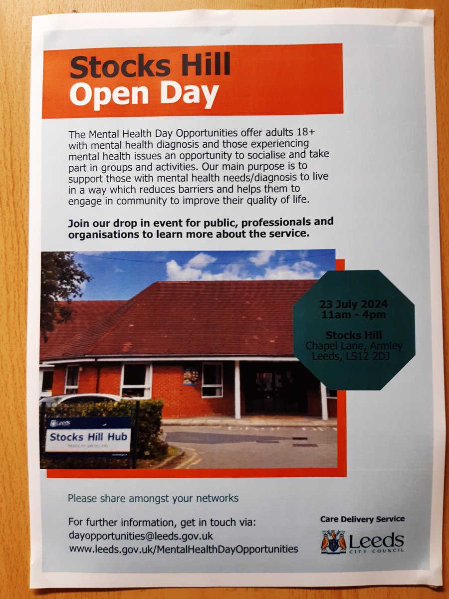 Leeds City Council Mental Health Day Opportunities (@lccdayops_mh_) on Twitter photo Please join us for the Stocks Hill Open Day on Tuesday July 23rd from 11.00am - 4.00pm. Hope to see you there. <a href="/LCCDayOps_MH_/">Leeds City Council Mental Health Day Opportunities</a> Please join us for the Stocks Hill Open Day on Tuesday July 23rd from 11.00am - 4.00pm. Hope to see you there. <a href="/LCCDayOps_MH_/">Leeds City Council Mental Health Day Opportunities</a>