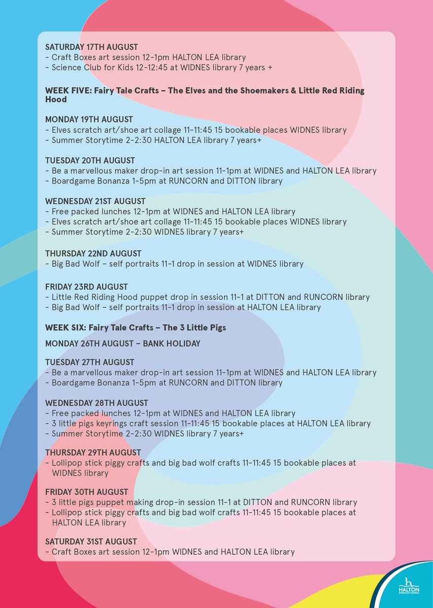 Only 2 weeks until we begin our Summer Events <a href="/HaltonLibraries/">Halton Libraries</a>. Our website has the details library.haltonbc.info/summer/ &amp; you can book all events on Eventbrite 2 weeks before the event! Remember to "follow us on Eventbrite to get all the latest event releases.
eventbrite.co.uk/o/halton-libra…