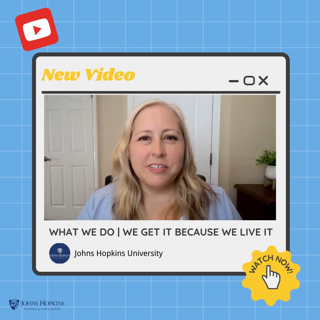 JHUeducation's tweet image. Kick off Disability Pride Month with Linda Carling's inspiring #whatwedo interview!  Watch the video here: youtube.com/watch?v=HsVPED…
#jhusoe
