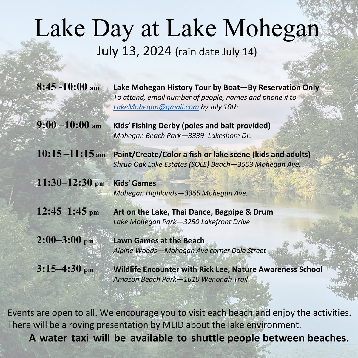 TownofYorktown's tweet image. Join us this Saturday, July 13th, for Lake Day at Mohegan Lake—an all-day celebration of the lake, our active beaches, and the vibrant community that calls Mohegan Lake our home. 🚣‍♀️🎣🏮 #lakeday #lakedayatmoheganlake #MLID #moheganlakeimprovementdistrict