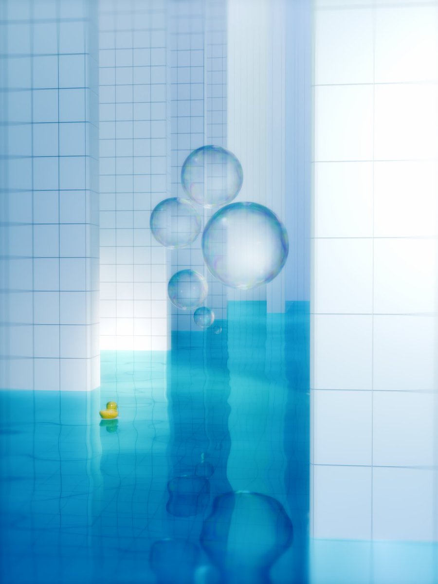 Chuunibyou77's tweet image. Bubbles in the pool.
 #digitalart #blender #poolcore #liminalspace