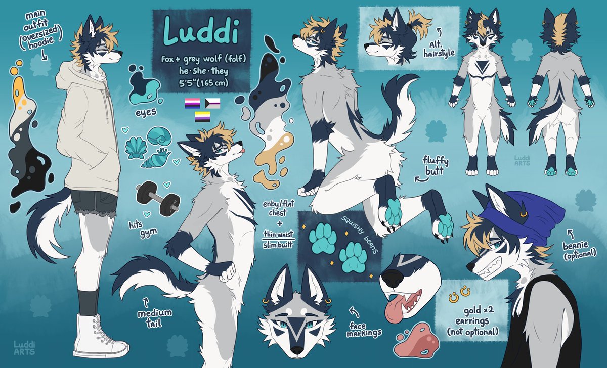 luddiarts's tweet image. THE WOOF IS HERE!! 🩵🦊🐺
