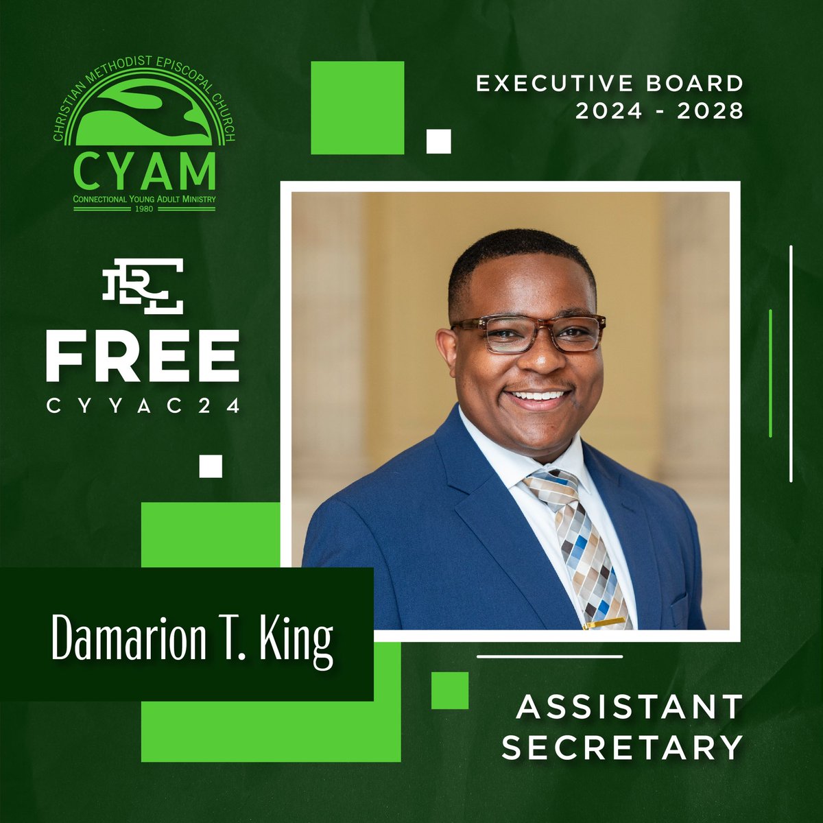 CYAM_CME's tweet photo. Congratulations to our 2024-2028 Connectional Young Adult Ministry Executive Board!

#CYAM #IAmCYAM #CME #IAmCME #FREE #CYYAC #CYYAC24 https://t.co/dT7J7Qy7kL