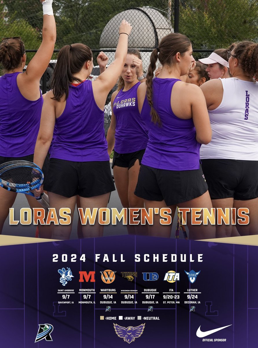 LorasTennis's tweet image. Less than two months away from the first match of the season! Take a look at the full fall schedule for the Duhawks

#GoDuhawks🟣🟡