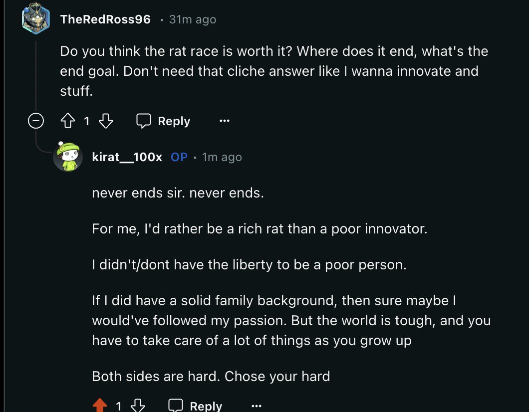 kirat_tw's tweet photo. AMA #11 - Poor innovater or rich rat https://t.co/EPRYfh8mts