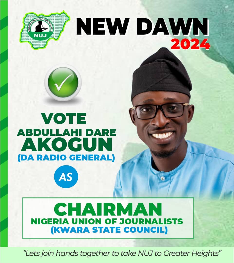 I am excited to officially announce my candidacy for the Chairmanship position of the NUJ Kwara State Council. With your support, we can ensure a future of transparency, growth, and unity for our union. Together, let's build a stronger, more vibrant NUJ!

#NUJ #KwaraNUJ
