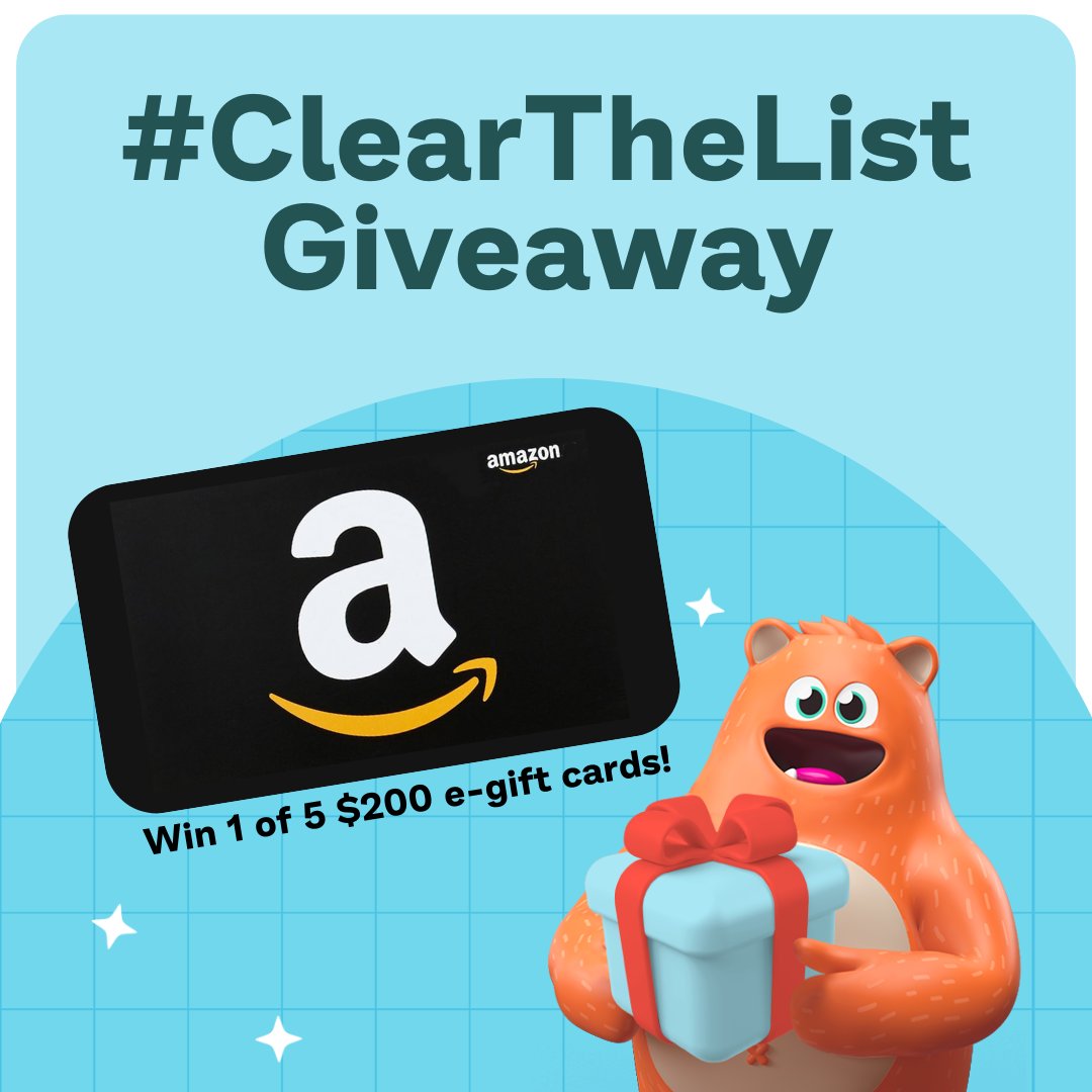 Prodigy Education (@prodigygame) on Twitter photo 🌟🎉 #PrimeDay Giveaway Alert! 🎉🌟
We're helping teachers clear their Amazon wishlists with 5x $200 Amazon e-gift cards!
To enter:
1️⃣ Follow <a href="/ProdigyGame/">Prodigy Education</a>
2️⃣ RT this post
3️⃣ Tag a teacher friend in the comments with the hashtag #clearthelist!
Ends July 11 at 11:59pm. 🌟🎉 #PrimeDay Giveaway Alert! 🎉🌟
We're helping teachers clear their Amazon wishlists with 5x $200 Amazon e-gift cards!
To enter:
1️⃣ Follow <a href="/ProdigyGame/">Prodigy Education</a>
2️⃣ RT this post
3️⃣ Tag a teacher friend in the comments with the hashtag #clearthelist!
Ends July 11 at 11:59pm.