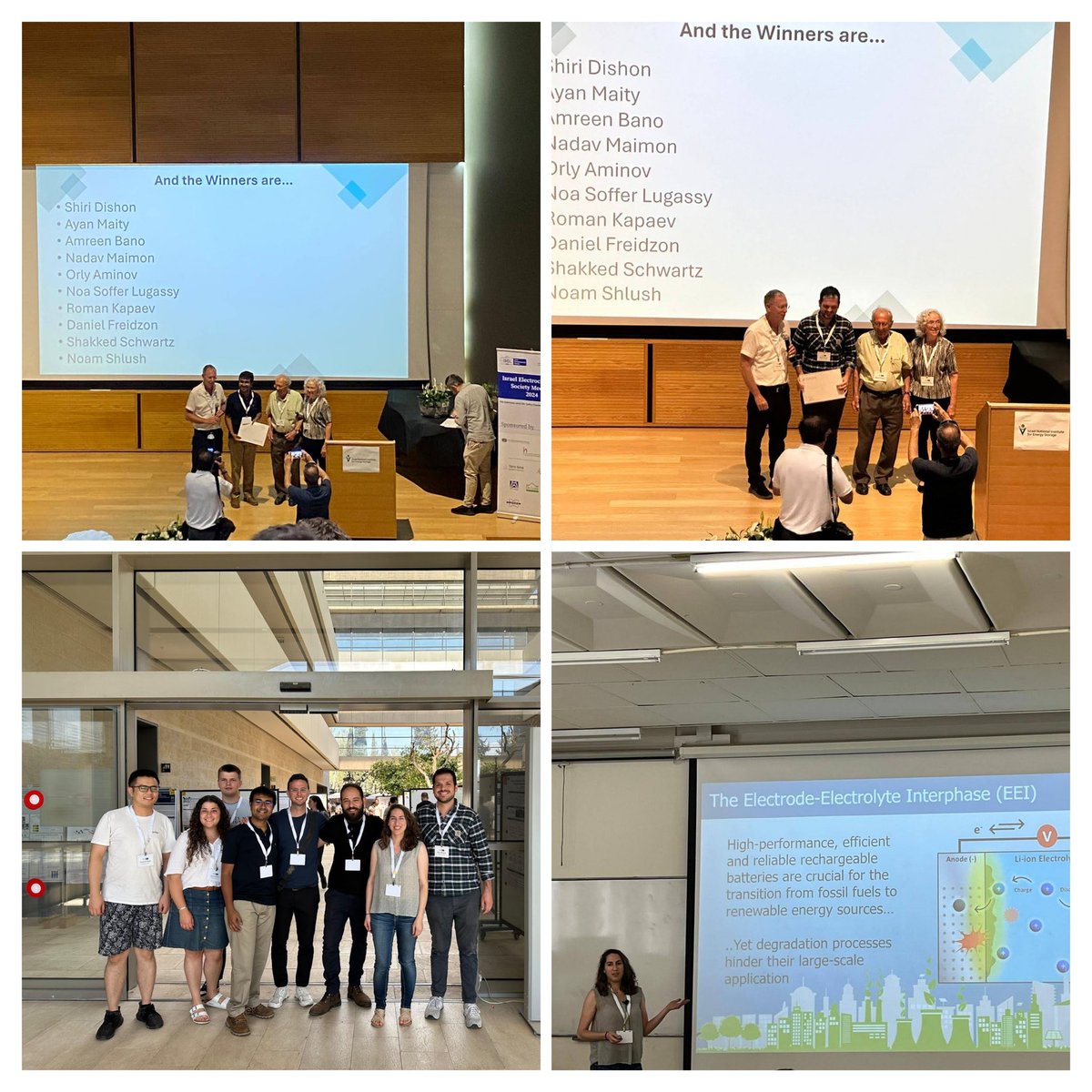 Super proud of my group for presenting their work at the Israel electrochemical society meeting today!! And congratulations to the prize winners <a href="/ShakkedSchwartz/">Shakked Schwartz</a> , <a href="/ayanmaity94/">Ayan Maity</a> and Nadav Maimon and alumni <a href="/romankapaev/">Roman Kapaev</a> for his work <a href="/NokedLab/">Noked Lab</a> 👏👏👏🔋❤️🧲#battchat #nmrchat