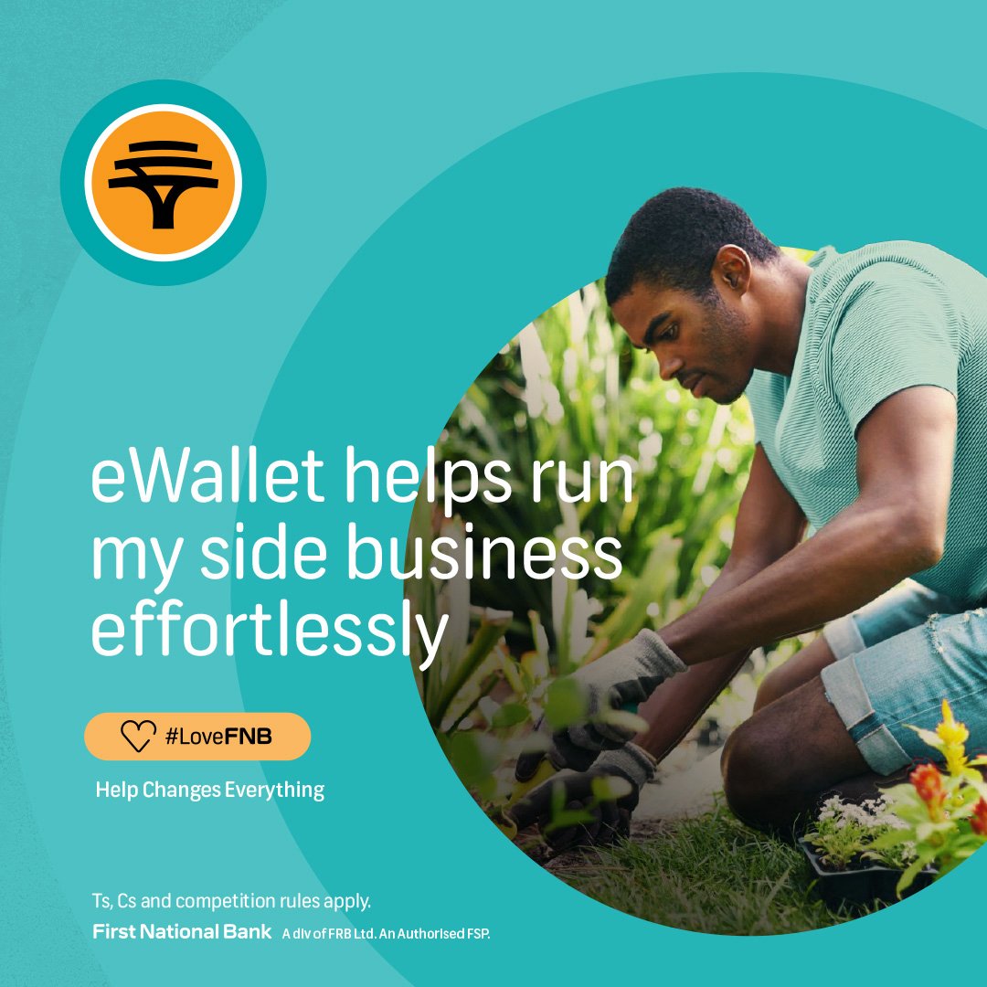 🌿 Joseph offers a gardening service as a side hustle on the weekend. One of his clients was short on cash but was able to send him an eWallet.

𝗥𝗘𝗣𝗟𝗬 #LoveFNB and tell us about how #eWallet has helped you with your side hustle &amp; you could win an eWaa to the tune of R1k.