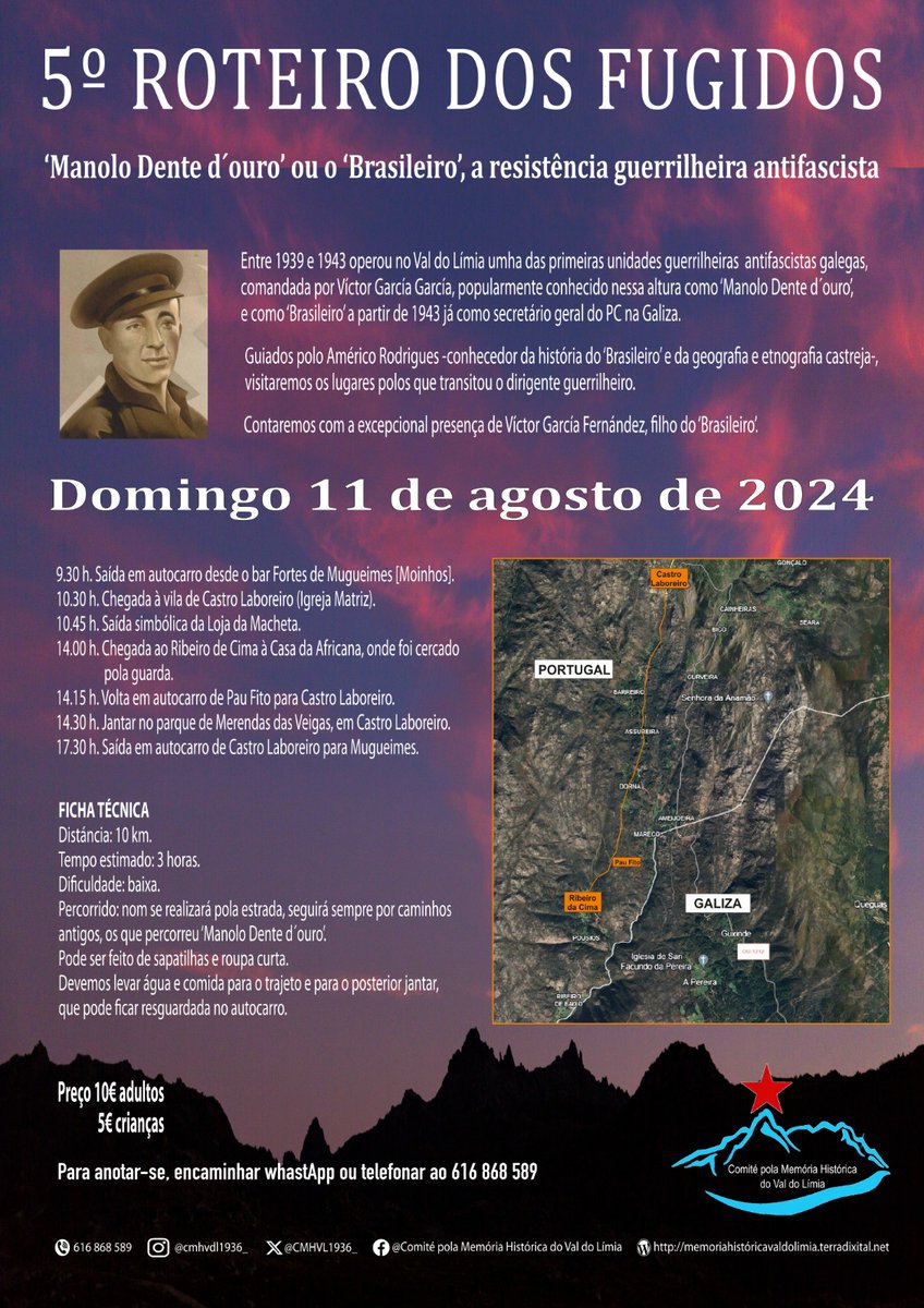 CMHVL1936_'s tweet photo. Verao antifascista no Val do Límia.
🚩 Domingo 11 de agosto. Castro Laboreiro. 5° roteiro dos fugidos.
🚩 Domingo 15 de setembro. Curva de Fontaboa. Homenagem às vítimas do fascismo. https://t.co/7ZIW9mwc8P