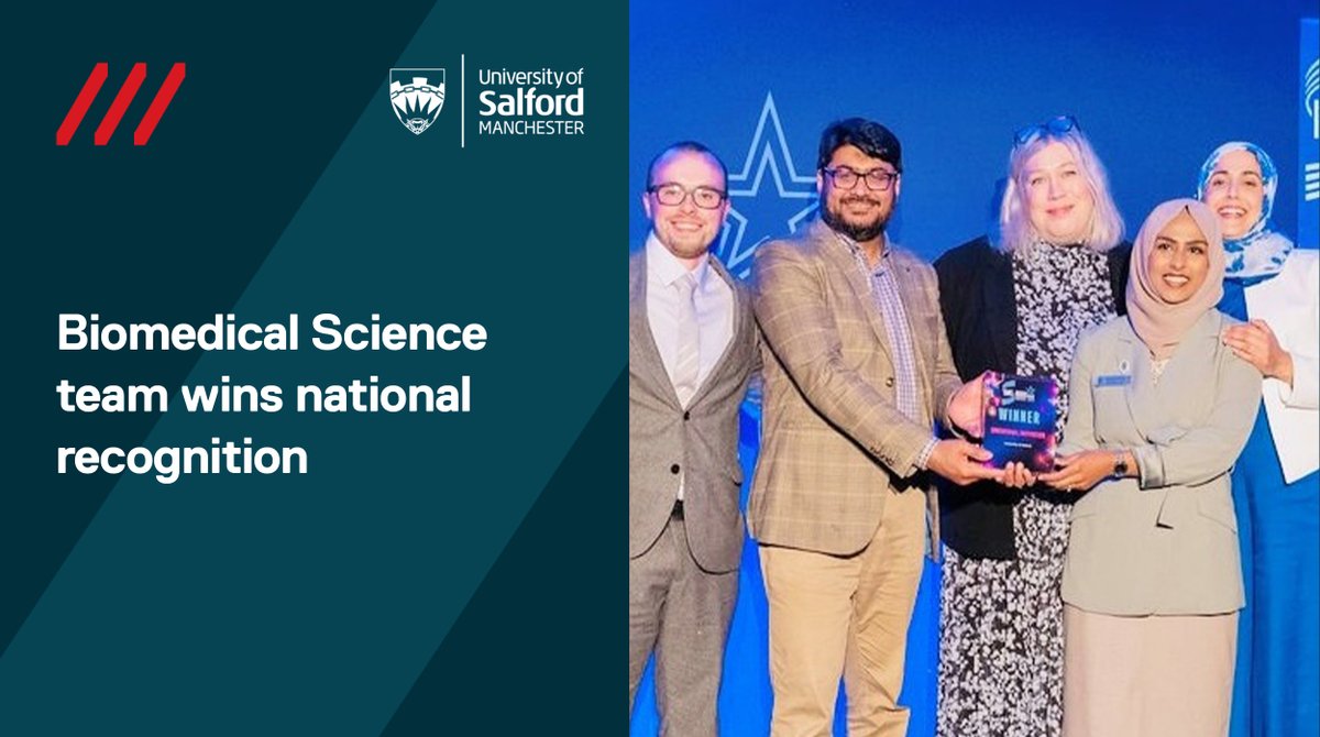 "After years of hard work and dedication, Salford’s Biomedical Science team have been deservedly recognised with a major national award 🧑‍🔬🏆

Read more here –
salford.ac.uk/news/biomedica…
 
#salforduni