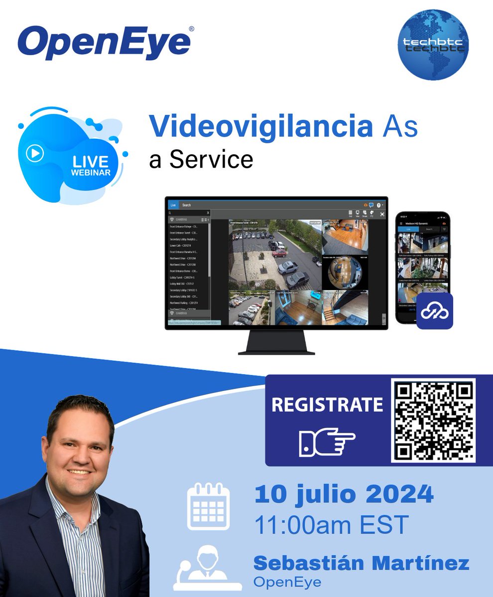 techbtc's tweet image. 🔔 ¡Faltan 2 días! Únete a nuestro #Webinar &quot;Videovigilancia As a Service&quot; y aprende a mejorar la seguridad de tu empresa con #OpenEye y #techBTC.

🎙️ Sebastián Martínez
📅 10 de julio de 2024
🕚 11:00 am EST
Regístrate: tinyurl.com/openytb

#VsaaS #cctv #SaaS #IA #Training