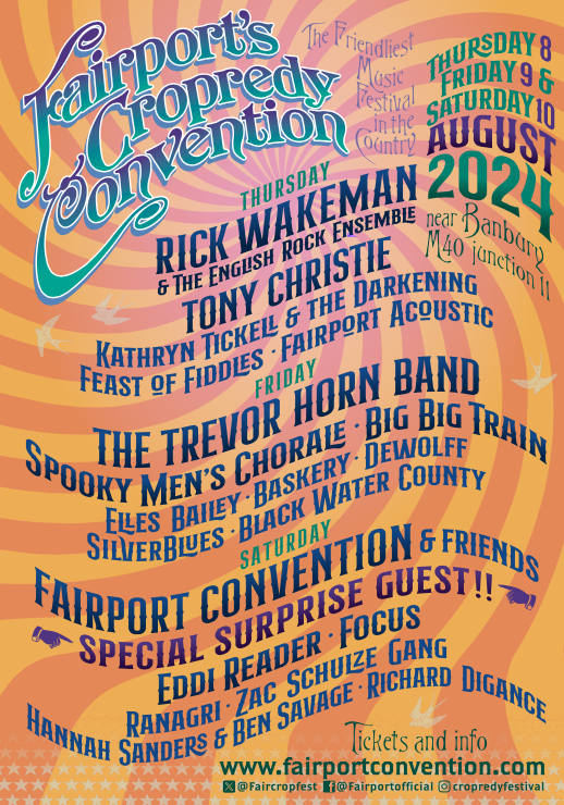 faircropfest's tweet image. One month today we'll be open for business. Got your tickets yet? fairportconvention.com/tickets
@GrumpyOldRick @Trevor_Horn_ @EllesBailey  @kathryntickell @baskery @eddireader @RANAGRI 
#Cropredy2024