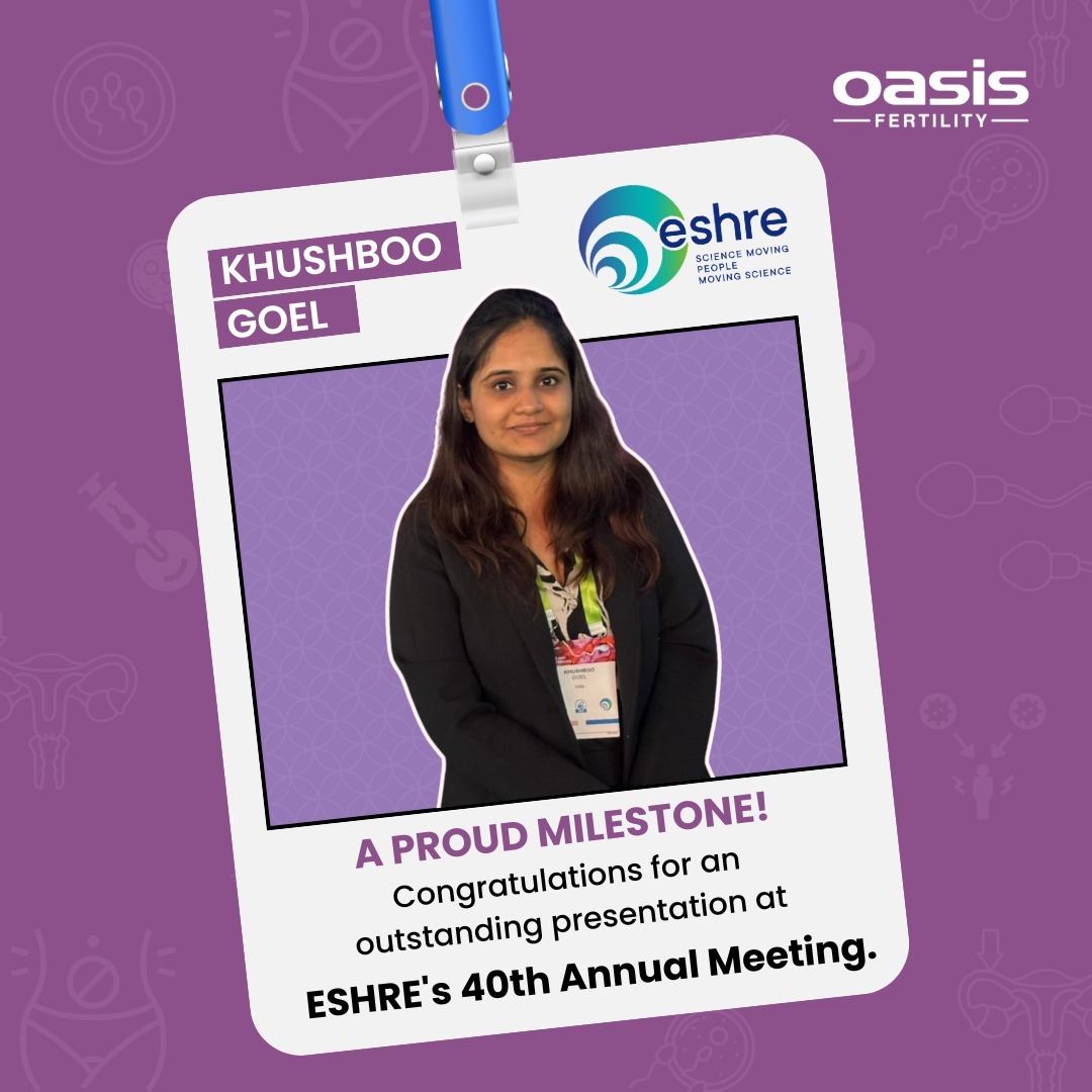 oasisivf's tweet photo. We’re thrilled to celebrate Khushboo Goel’s exceptional presentation at ESHRE's 40th Annual Meeting! Your dedication to advancing fertility science inspires us all. Congratulations, Khushboo! 🌟
#OasisFertility #ESHRE2024 #FertilityResearch #ProudMoment #ESHRE #ESHRE40th #Milestone
