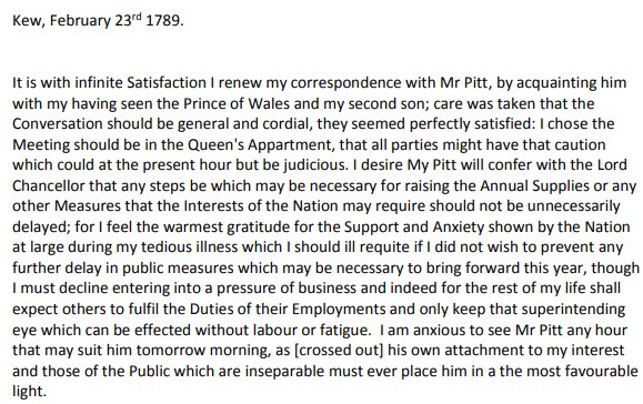 <a href="/JoeBiden/">Joe Biden</a> Letter from King George III to Pitt the Younger, 1789, acknowledging his declining faculties &amp; suggesting he take on fewer responsibilities as a result. georgianpapersprogramme.com/wp-content/upl…