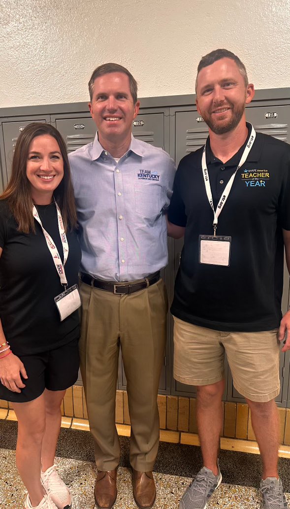 .<a href="/GovAndyBeshear/">Governor Andy Beshear</a> was able to meet our TWO <a href="/SHAPEAmerica/">SHAPE America</a> National Teachers of the Year this morning at our #MoveThrive24 event. We are honored to host the Governor again this year.