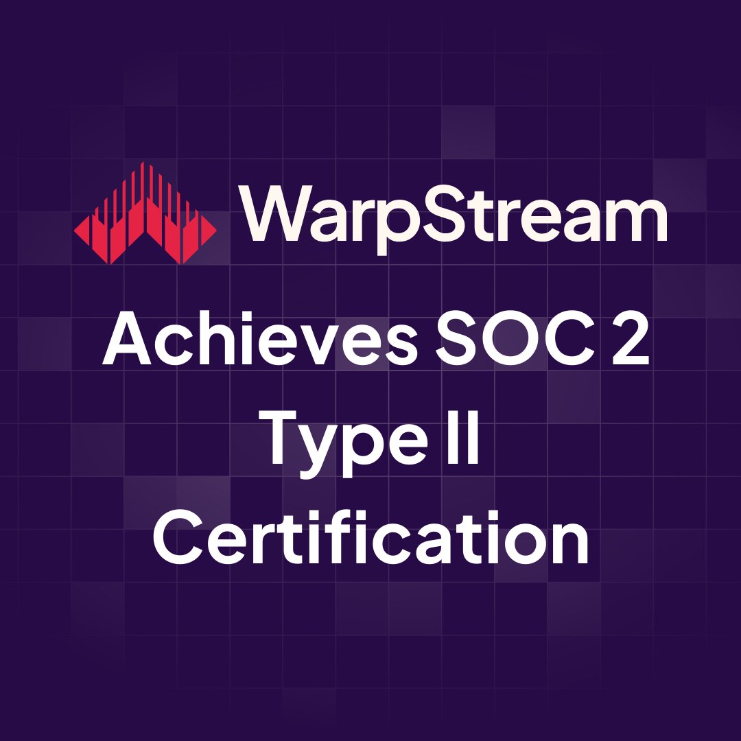 WarpStream (@warpstream_labs) on Twitter photo In addition to <a href="/warpstream_labs/">WarpStream</a> being SOC 2 Type I certified, we are now SOC 2 Type II certified. This reinforces our best-in-class security practices and production readiness. Learn more and request our report via our Trust Center 👉 security.warpstream.com. In addition to <a href="/warpstream_labs/">WarpStream</a> being SOC 2 Type I certified, we are now SOC 2 Type II certified. This reinforces our best-in-class security practices and production readiness. Learn more and request our report via our Trust Center 👉 security.warpstream.com.