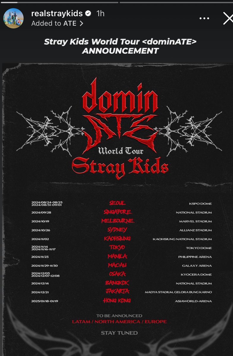 MASIH KAGET CUMA 1 HARI DAN DI MADYA 😭🙏🏻🙏🏻🙏🏻🙏🏻
Tapi gapapa, bismillah aman semuanyaaa ga ujaaan dan menyala dompet kitaaaa🔥🔥🔥🔥
#StrayKids_ATE #SKZ_WorldTour_dominATE #madyaGBK