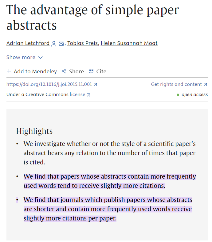 MushtaqBilalPhD's tweet photo. Abstract is one of the most important parts of a research paper. A short and simple abstract can lead to more citations.

But many researchers struggle with writing abstracts.

Here's a template you can use to write short and precise abstracts: https://t.co/NlUQjAGbLM