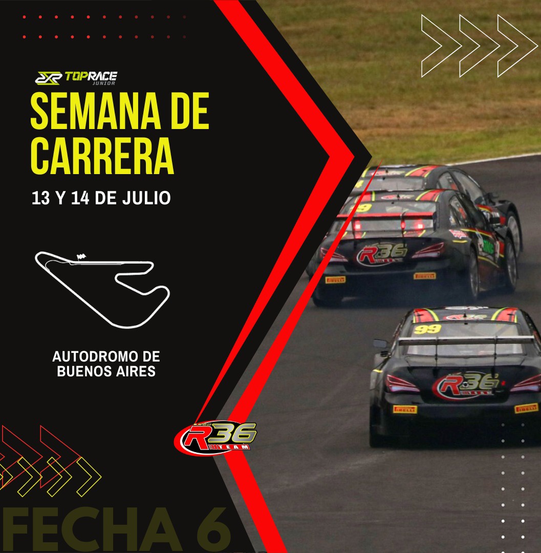 SEMANA DE CARRERA 🏆🏁

Cuenta regresiva para la 6ta fecha del @topracejunior a disputarse nuevamente  en el <a href="/AutodromoBA/">AutodromoBA Oficial</a> este 13 y 14 de Julio😎

Estaremos presentes con Nico Gines y Bauti Acosta 💪💪

Vamos por todo equipo!! 💯👏