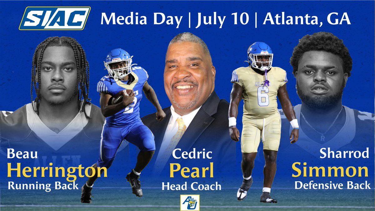 Allen University Athletics (@auyellowjackets) on Twitter photo ๐๐๐๐ ๐๐๐๐๐ ๐๐๐
Allenโs program record holder for all-purpose yardage & one of the SIACโs interception leaders from last season will join first-year Head Coach Cedric Pearl at SIAC Football Media Day this week.
๐๏ธ July 10
๐College Football Hall of Fame - Atlanta, GA ๐๐๐๐ ๐๐๐๐๐ ๐๐๐
Allenโs program record holder for all-purpose yardage & one of the SIACโs interception leaders from last season will join first-year Head Coach Cedric Pearl at SIAC Football Media Day this week.
๐๏ธ July 10
๐College Football Hall of Fame - Atlanta, GA