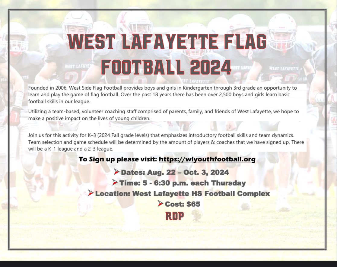Still time to signup for Flag Football!! Coaches and players needed!! #RDP