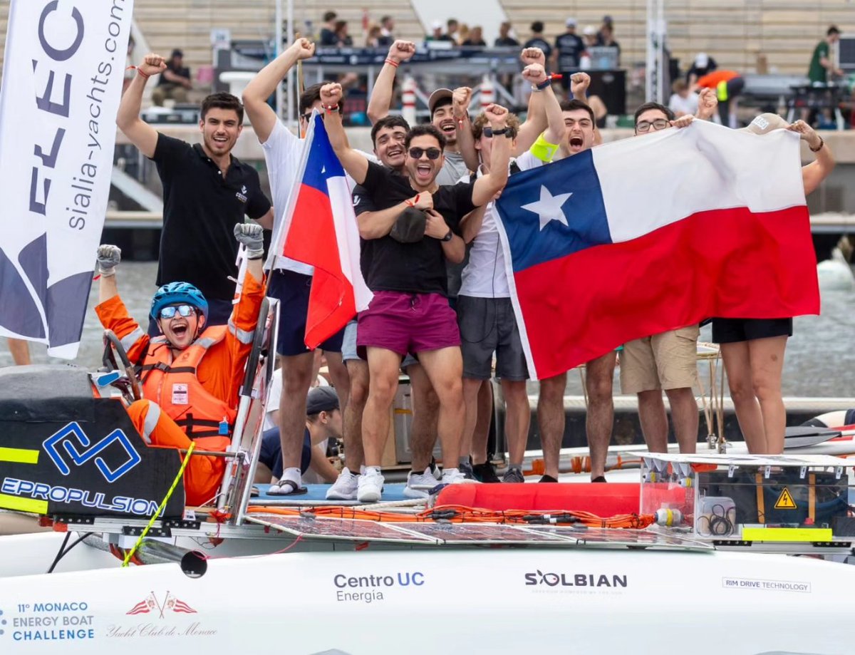 ucatolica_eng's tweet photo. Outstanding performance! UC Chile students from the Faculty of Engineering were awarded the "Rookie of the year" prize in their first nautical competition at the Monaco Energy Boat Challenge 2024. This competition promotes sustainable propulsion systems and boat designs. https://t.co/gC7JifyvHl