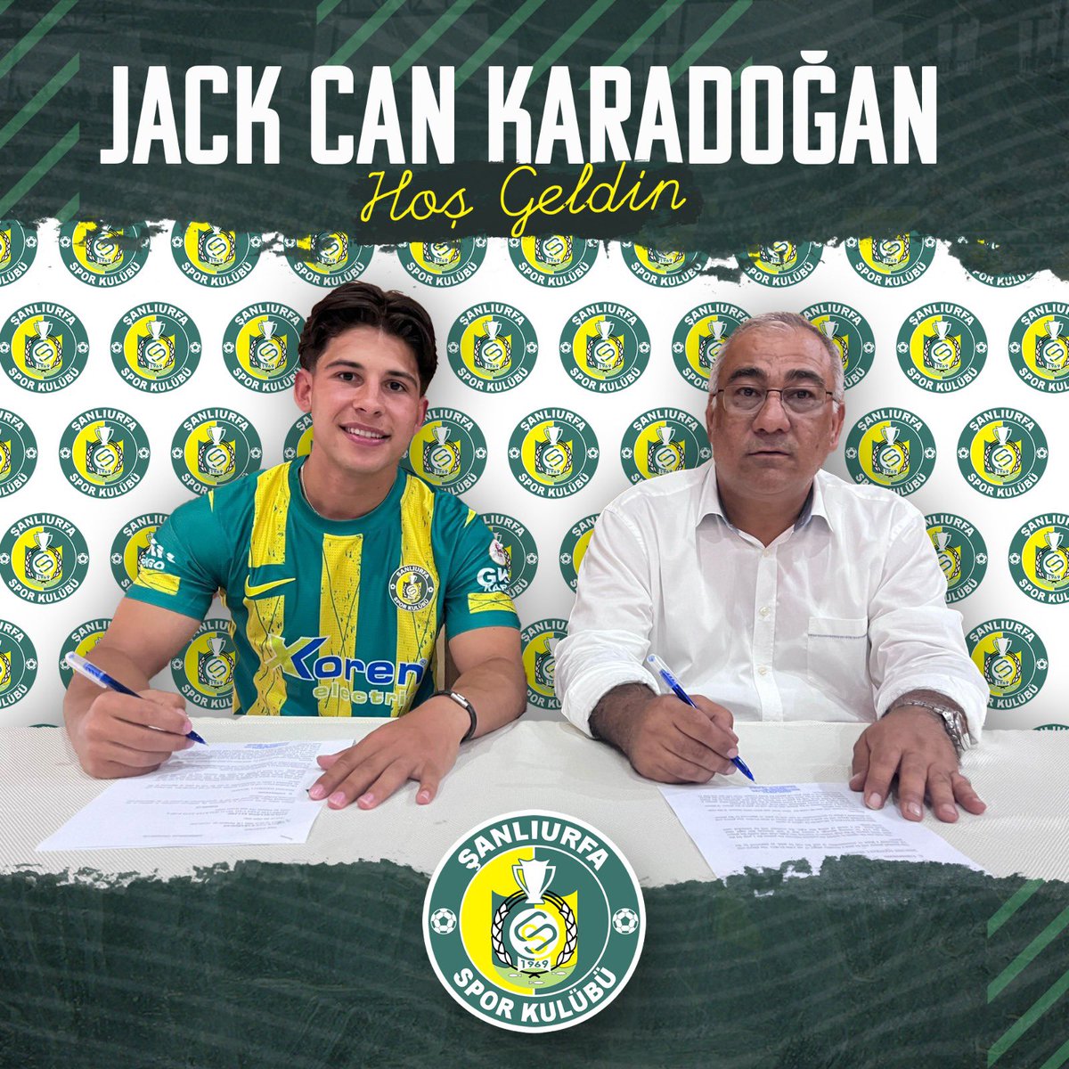 Sanliurfaspor's tweet photo. Kulübümüz, Galler'in Pontypridd United takımından 20 yaşındaki Orta Saha Jack Can Karadoğan ile sözleşme imzaladı.  
İmza törenine Başkanımız Mehmet Giray Küçük katıldı. https://t.co/Ox0bfOLYAc