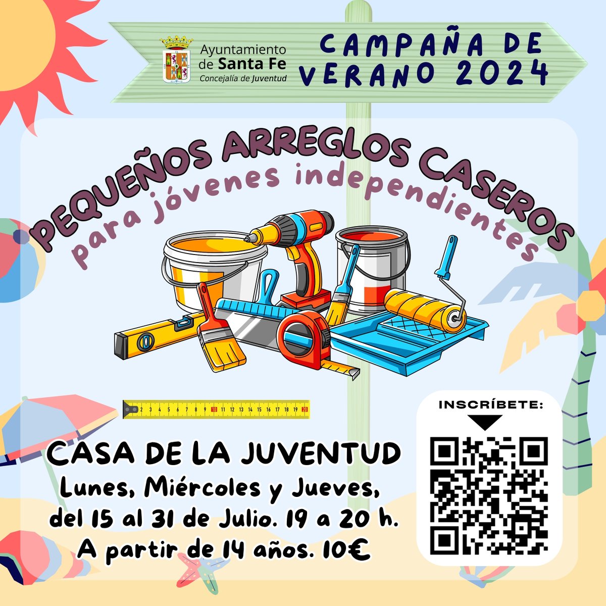 JuventudStaFe's tweet photo. 🛠️ Un taller diferente… para esos/as jóvenes que se lanzan a las chapucillas caseras o que tienen la suerte de independizarse. 
🪛 L-X-J de la segunda quincena de Julio. 19 a 20 H. Mayores de 14 años.
⚙️ Plazas limitadas. Precio: 10€. 
🔗 Inscripción  https://t.co/0KUkT0LtCx https://t.co/L7aetNw9lF