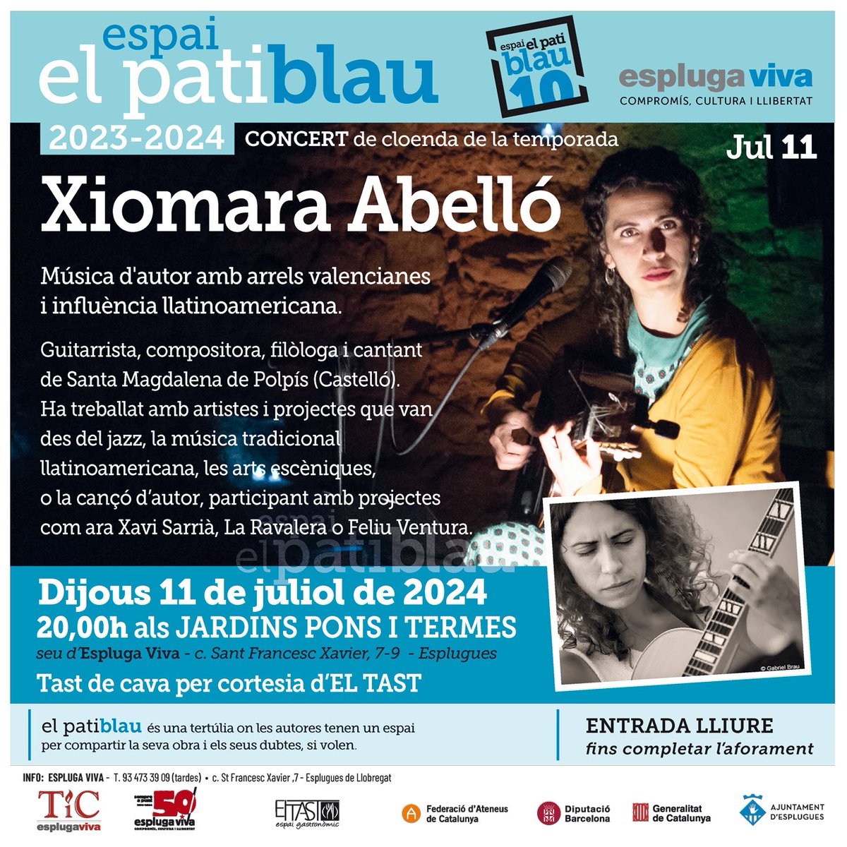 Espluga_Viva's tweet image. Aquest dijous final de la 10a temporada, als jardins amb copa de cava inclosa #PatiBlau #Esplugues #EsplugaViva