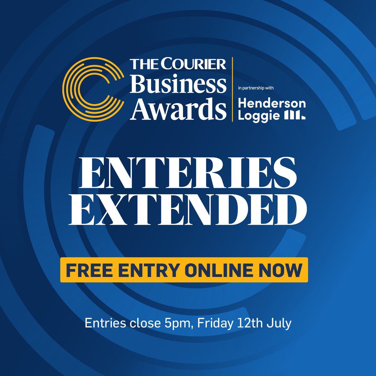 CourierBiz's tweet image. Entries now extended
Big, small, local or global we are here to celebrate the best of our business community across Tayside and Fife.
Shine a light on your business success and enter today at: thecourierbusinessawards.com
Hurry, entries close 5pm Friday.
