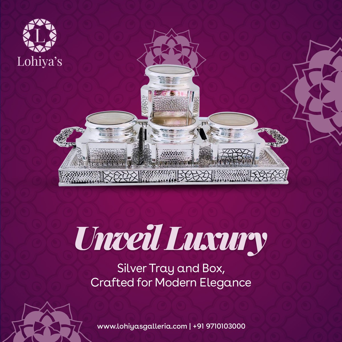 LohiyasG's tweet image. Discover the perfect blend of elegance and functionality with our silver tray and box set from Lohiyas Galleria. A timeless addition to your home. ✨🎁
. 
For Pricing and More Information Connect - +91 97101 03000
.
#SilverTray #SilverBox #ElegantLiving #ArtisanCrafted #HomeDecor