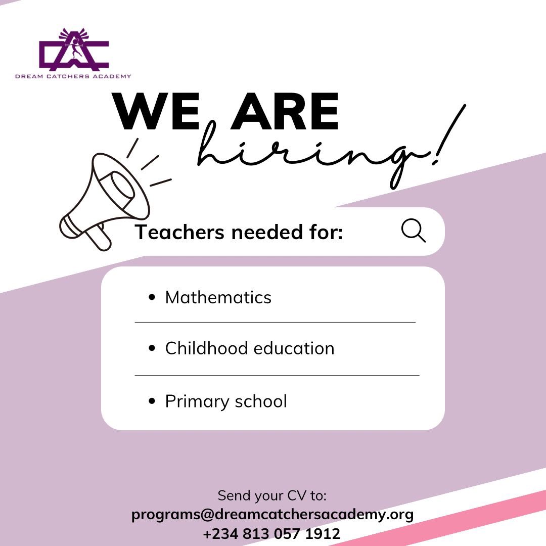 SeyiOluyole's tweet photo. Make a difference in a child's life! @DreamcatchersA is hiring passionate educators for our free school in Elepe, Ikorodu. Apply now: programs@dreamcatchersacademy.org #DreamcatchersAcademy #EducationForAll #TeachWithPassion https://t.co/3PoEM5GTXA