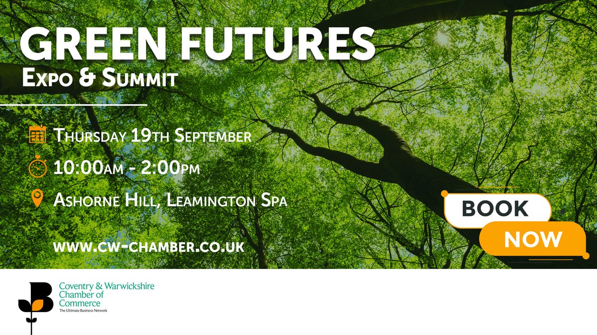 GREEN FUTURES |  This Net Zero Week, don’t miss your chance to buy tickets to our GREEN FUTURES Expo &amp; Summit!

📅 Date: 19th September
🕤 Time: 10:00 AM – 2:00 PM
📍 Location: Ashorne Hill, Leamington Spa

👉 cw-chamber.co.uk/events/green-f…

#NetZeroWeek