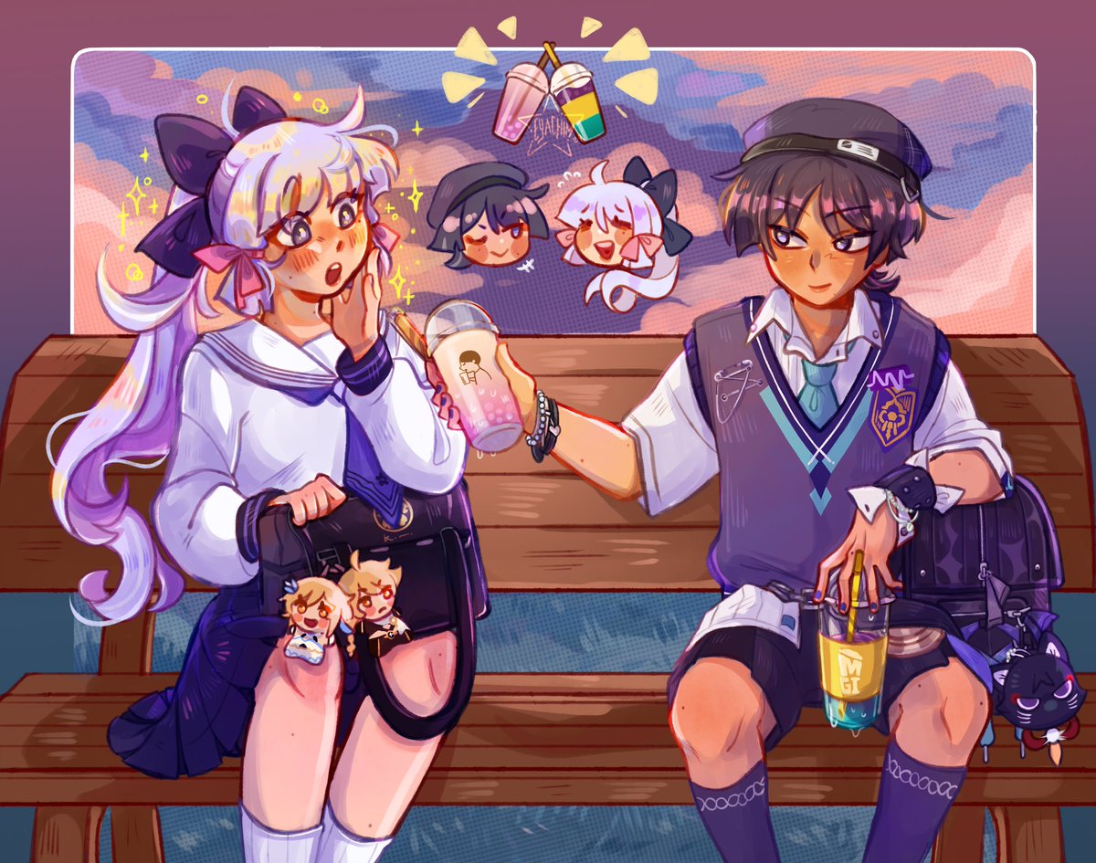 mitsieon_'s tweet image. when the local ad model buys u a drink 

#kamisatoayaka #wanderer