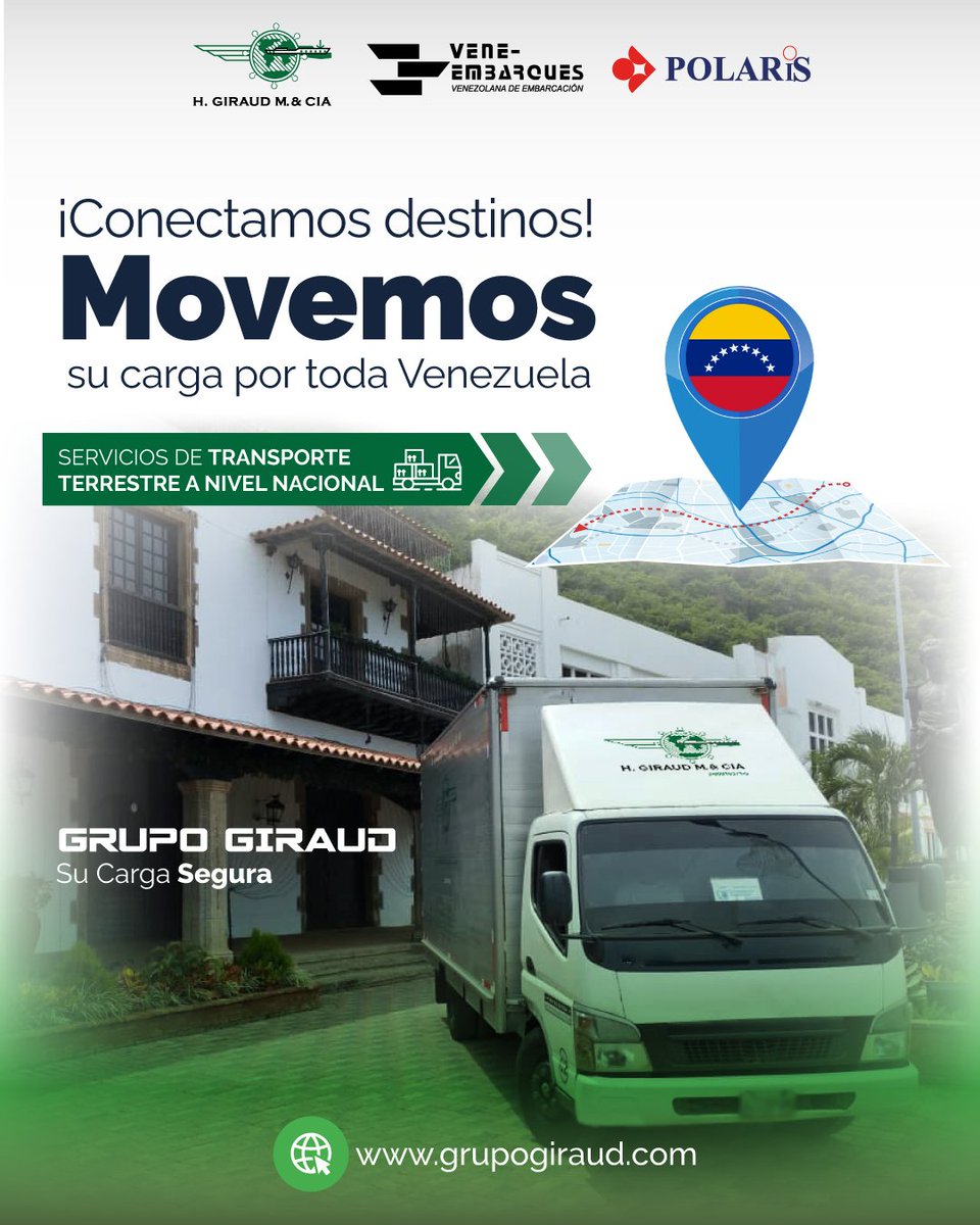 👉Desde Maracaibo hasta Pto. La Cruz, desde Caracas hasta Pto. Ordaz de punta a punta recorremos Venezuela para mover su carga. 🚛🚛📬 ventas@grupogiraud.com #Logística #TransporteTerretre