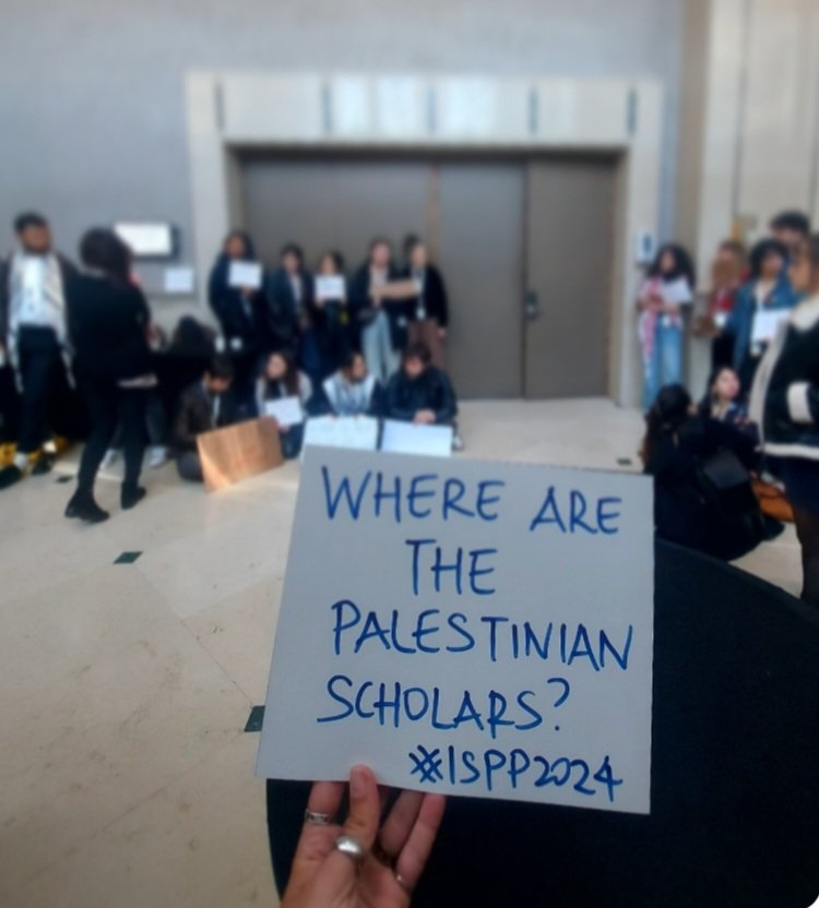 Several joined the #ISPP2024 business meeting, making three key demands: 1) Form a Palestinian committee to lead statute changes and initiatives; 2) Open a fund to aid Palestinian scholars; 3) Cut ties with Israeli academic institutions, in line with #BDS guidelines.