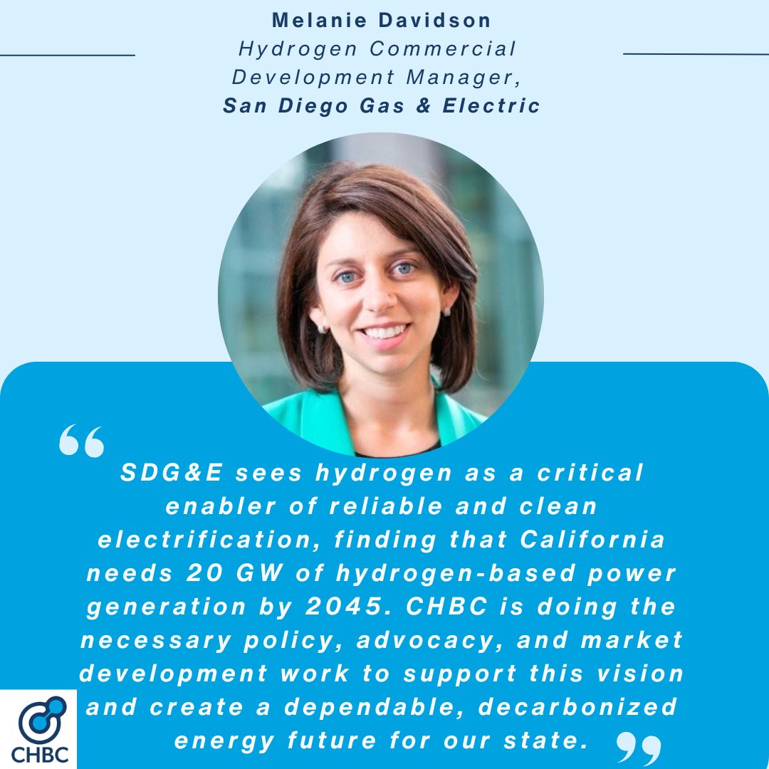 CAHydrogen's tweet image. Meet Melanie Davidson, Board Member &amp;amp; Chair of the Strategic Growth Committee. As #Hydrogen Commercial Development Manager at @SDGE, Melanie focuses on #h2 strategy &amp;amp; #projectdevelopment, leveraging her engineering, policy, &amp;amp; business backgrounds.

More: californiahydrogen.org/staff/melanie-…