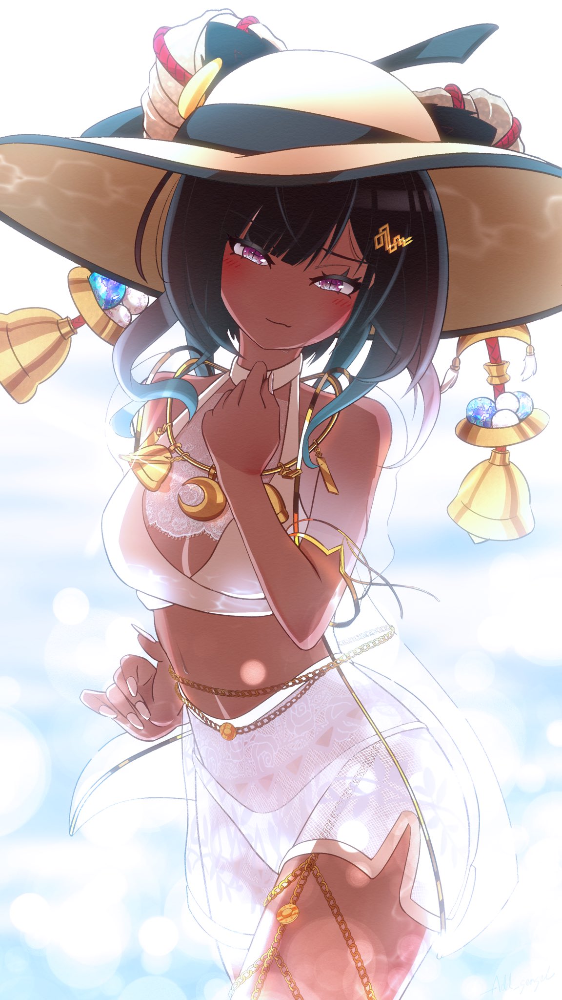 アニメ風手描き水着イラスト 二次創作】風真いろは殿水着イラスト