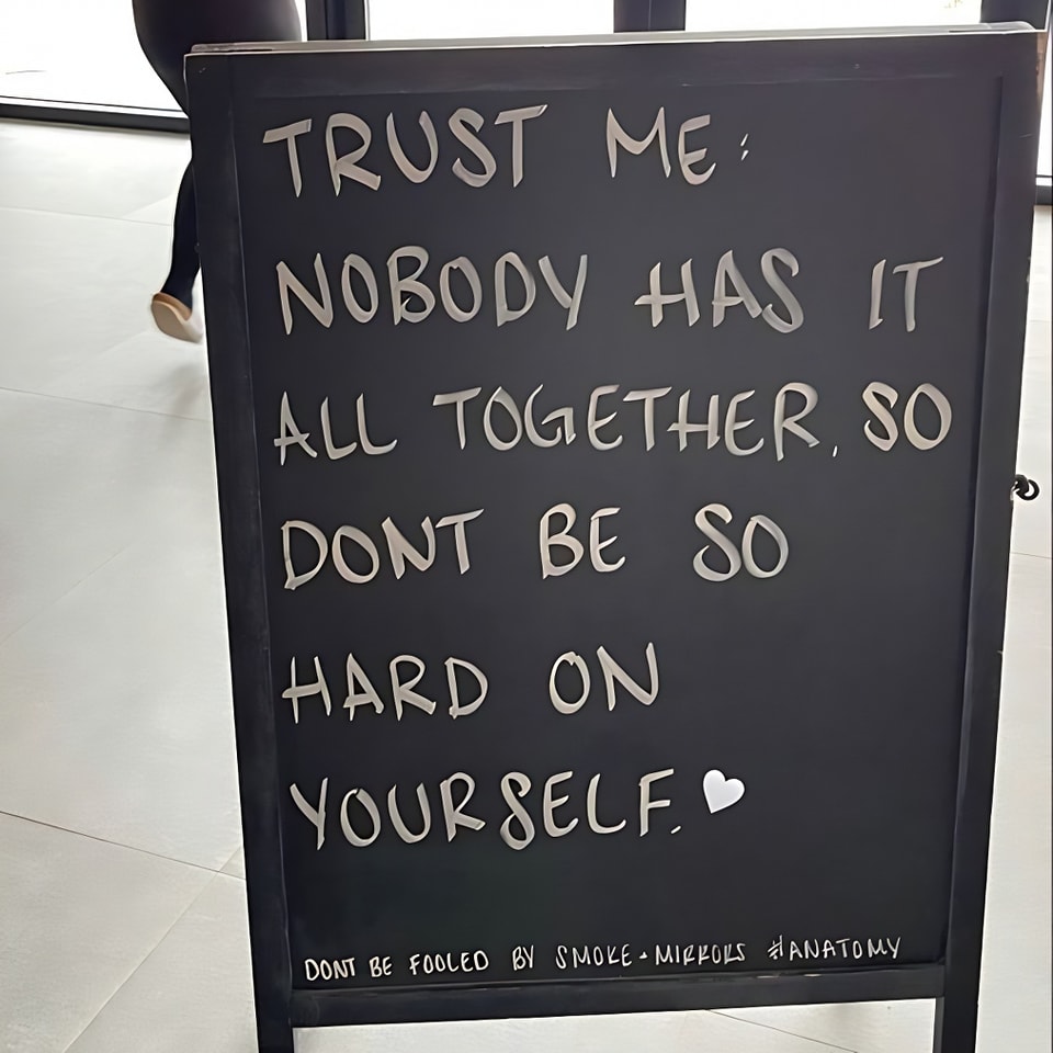 "Trust me:
Nobody has it all together, so don't be so hard on yourself."💝

#Wisdom #LifeLessons #InspirationalQuotes #MotivationalQuotes #MentalHealth #Anxiety #Reminder #Mindfulness #Consciousness #MindsetMatters #NeverGiveUp #PositiveVibes #MondayMotivaton #ThoughtOfTheDay