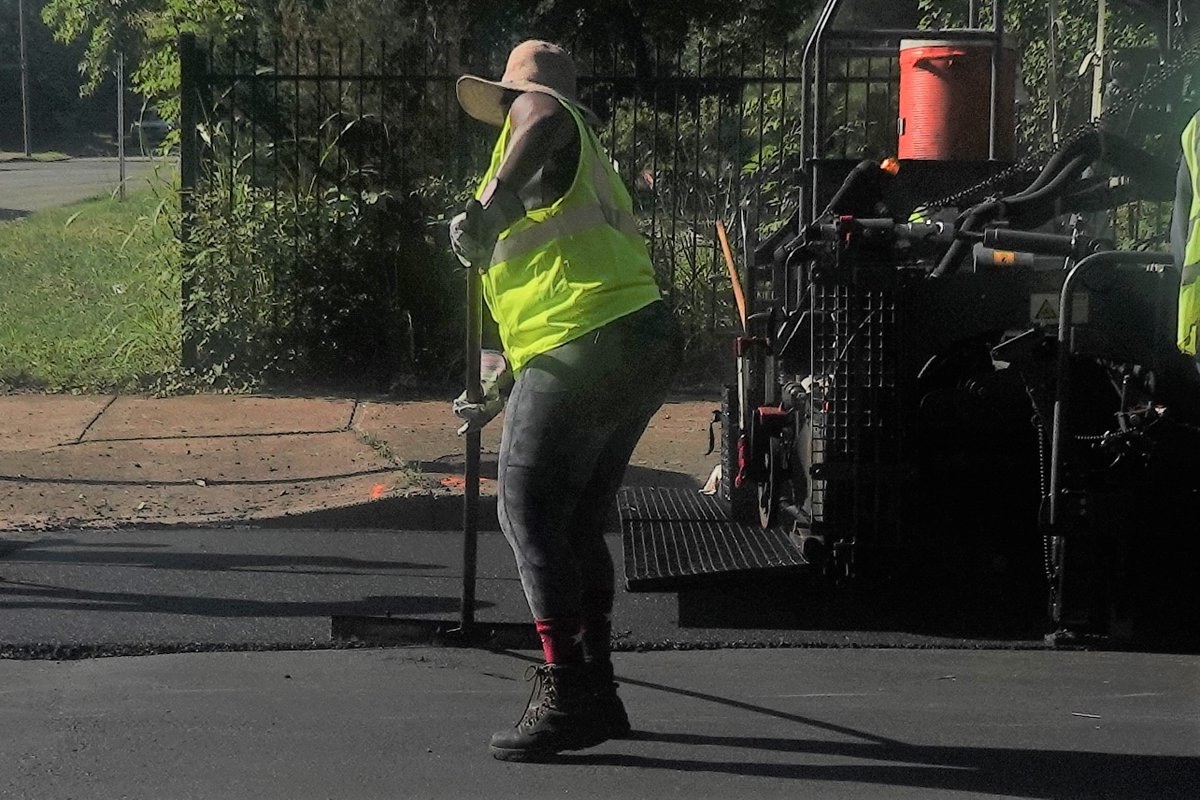 The <a href="/StlStreets/">City of St. Louis Street Department</a> paving crew fixing up St. Louis Avenue to make sure everyone can get in to enjoy some BLT's and world famous shakes at <a href="/CrownCandy/">Crown Candy Kitchen</a> !