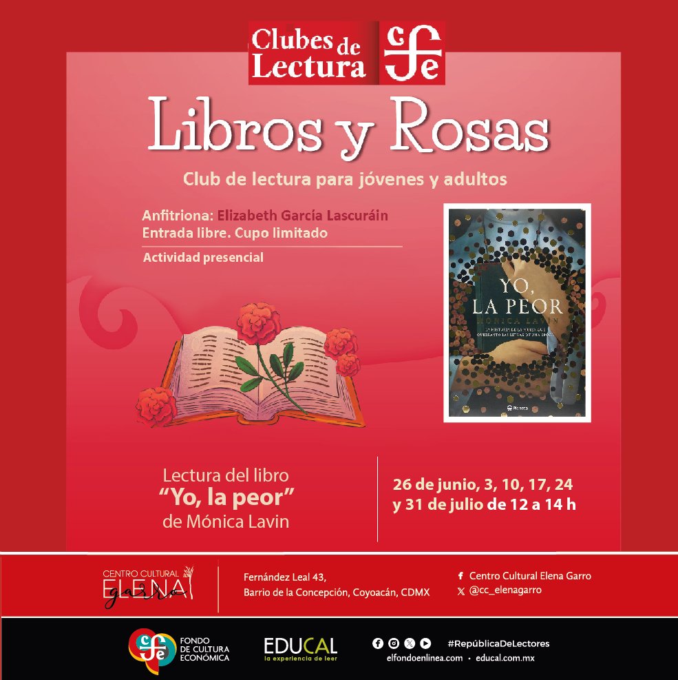 cc_elenagarro's tweet image. #ActividadesCCEG
¡Los esperamos con los libros abiertos!
#EntradaLibre
#ClubDeLectura #PresentaciónDeLibro
#RepúblicaDeLectores
@libreriaseducal