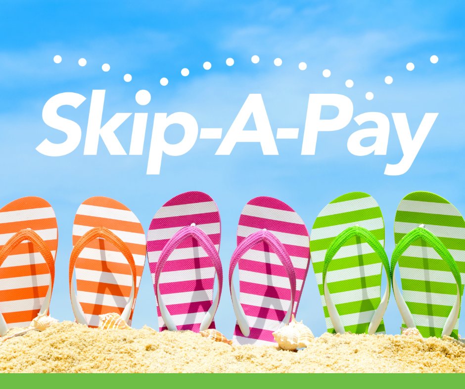 ☀️ Summer just got better! ☀️ Take advantage of our Summer Skip-a-Pay program and give your wallet a break.
Eligible members can skip their loan payment this summer and enjoy extra cash for vacations, back-to-school shopping, or whatever you need.
Visit our website or stop...