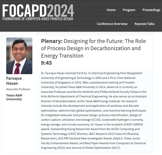 FaruqueMMHasan's tweet photo. One more week till the five-yearly conference on Foundations of Computer-aided Process Design (FOCAPD 2024). Great lineup of speakers! I am truly excited to give a plenary talk. See you in Breckenridge, CO!
#FOCAPD2024 #Decarbonization  #EnergyTransition 
https://t.co/W9jg7lwhoO https://t.co/5TeBdkRsND