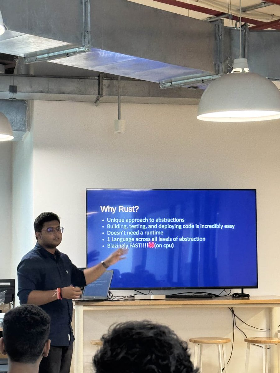 VishOnchain's tweet photo. Great #Rust meetup in Mumbai! Explored deep learning frameworks (https://t.co/vXoxVkD4rf, Candle) , symbol resolution and APACHE Datafusion-Comet. Thanks Vaibhav , Shounak & @shrirambalaji #RustLang #RustMumbai π¦π https://t.co/4gnvCVRJMv