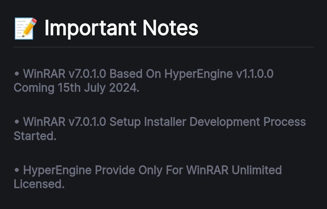 RaptorRepack's tweet image. WinRAR v7.0.1.0 Based On HyperEngine Coming 15th July 2024.
#RaptorRepack #HyperEngine #WinRAR
