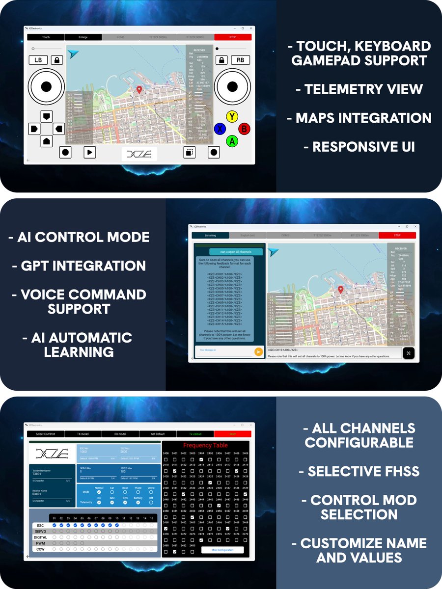 🚀 Discover our Telemetry Control System! 📷

📷 Telemetry View: Real-time data with maps.   

📷 AI-Powered: AI control, GPT, and voice commands.

xzelectronics.com 

#TelemetryControl #AIIntegration #SmartTech #Innovation #TechTrends