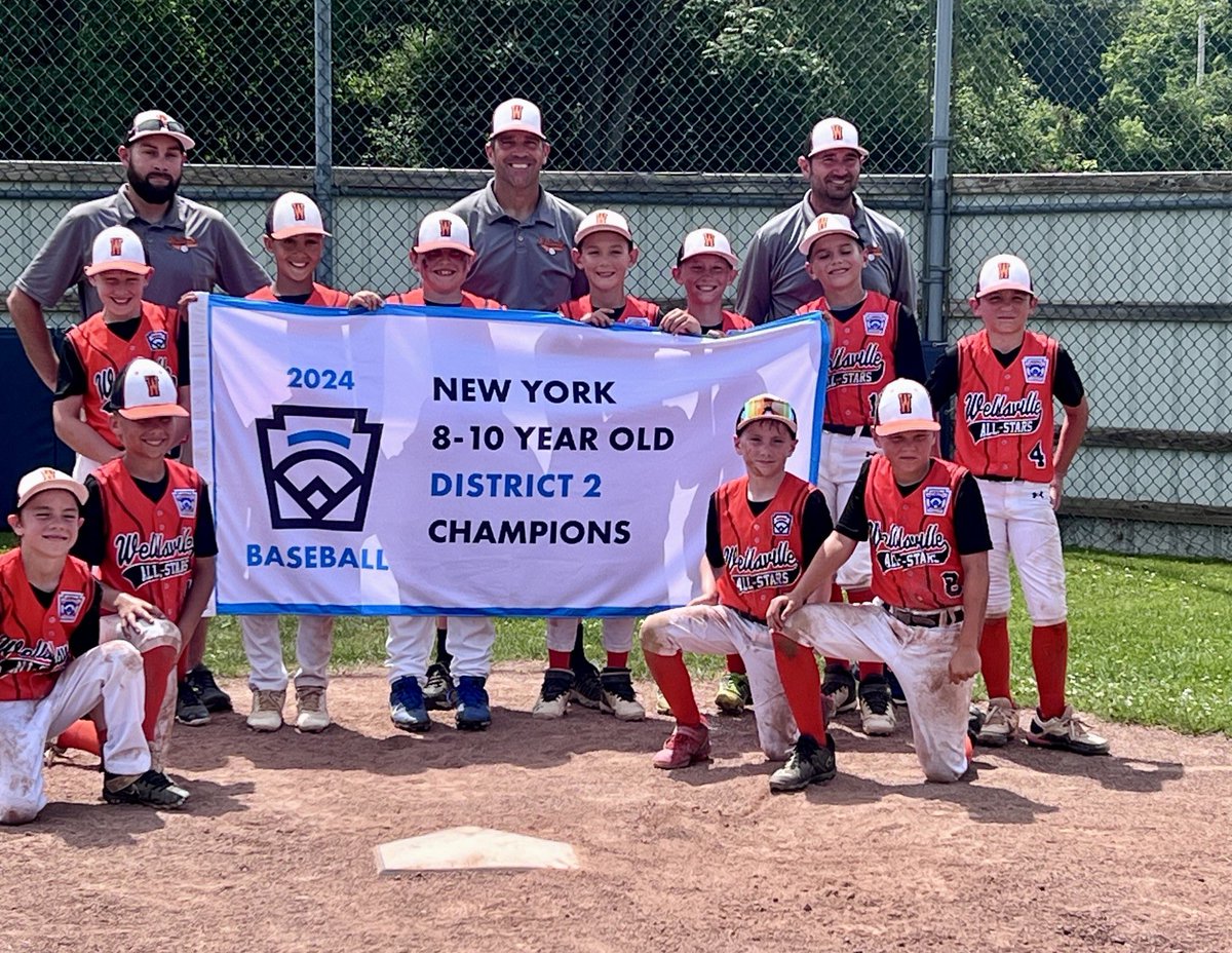 Congratulations to the Wellsville Little League 8-10 All-Star Team! These boys took home the District 2 Title and will be competing next in the Sectional tournament. Good luck boys, we are proud of you!